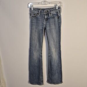 Miss Me Girls Size 14 Bootcut Jeans Y2K Embellished Pockets Stretch